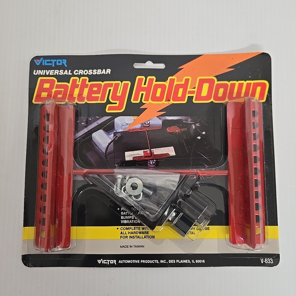 Victor Universal Crossbar Battery Hold Down Red V-633 Heavy Duty Metal Hardware